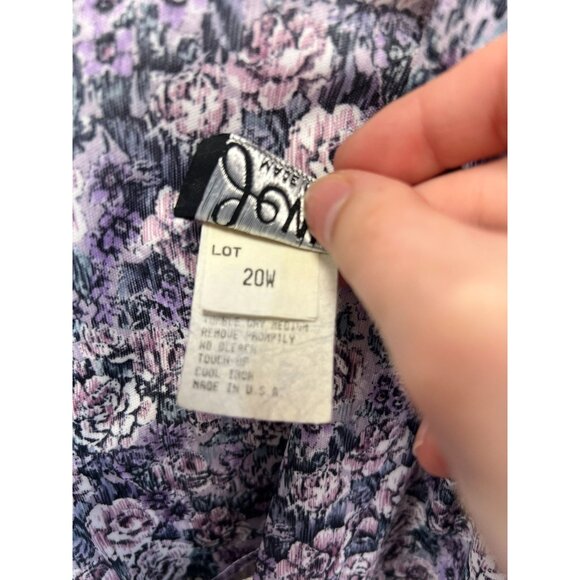 Vintage Jenny Womens Two Piece Blouse Skirt Set Size 20W Purple Floral 80s - Picture 3 of 16
